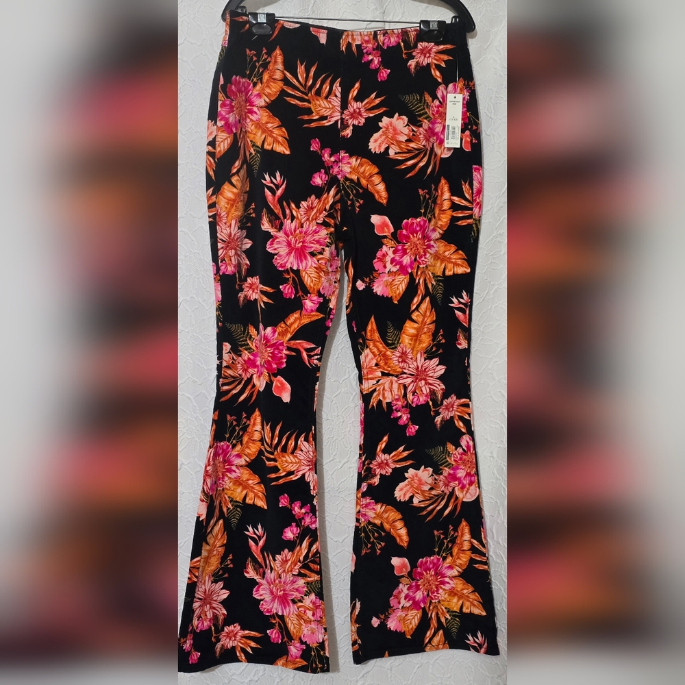 No Boundaries Bootcut Bold Floral Corduroy Pants Womens Large (11-13) Stretch - Picture 3 of 8